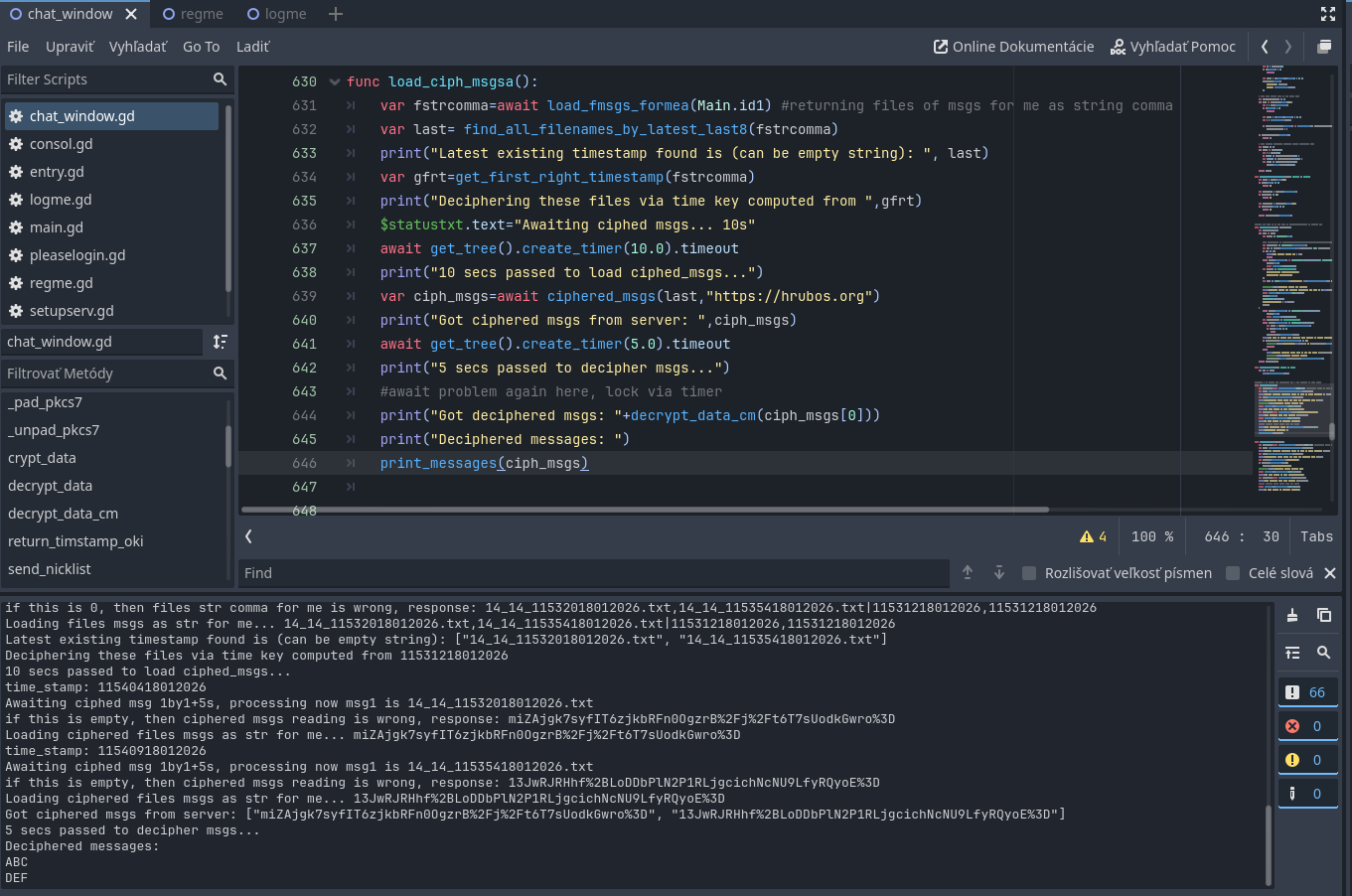Okay, dnes sme pohli ďalej s kódom hrubos.tech/commieapp/ Už vieme dešifrovať niektoré správy v modelovej situácií ako na obrázku:
